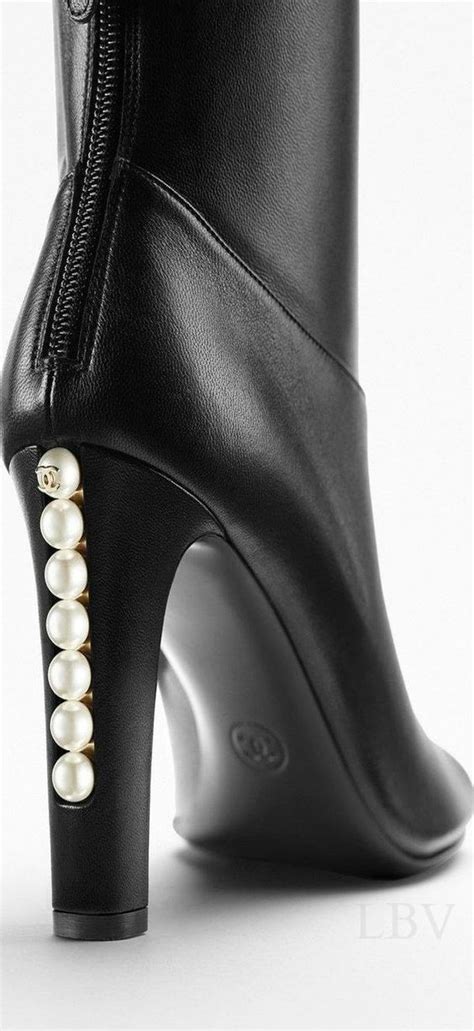 chanel boots with pearl heel